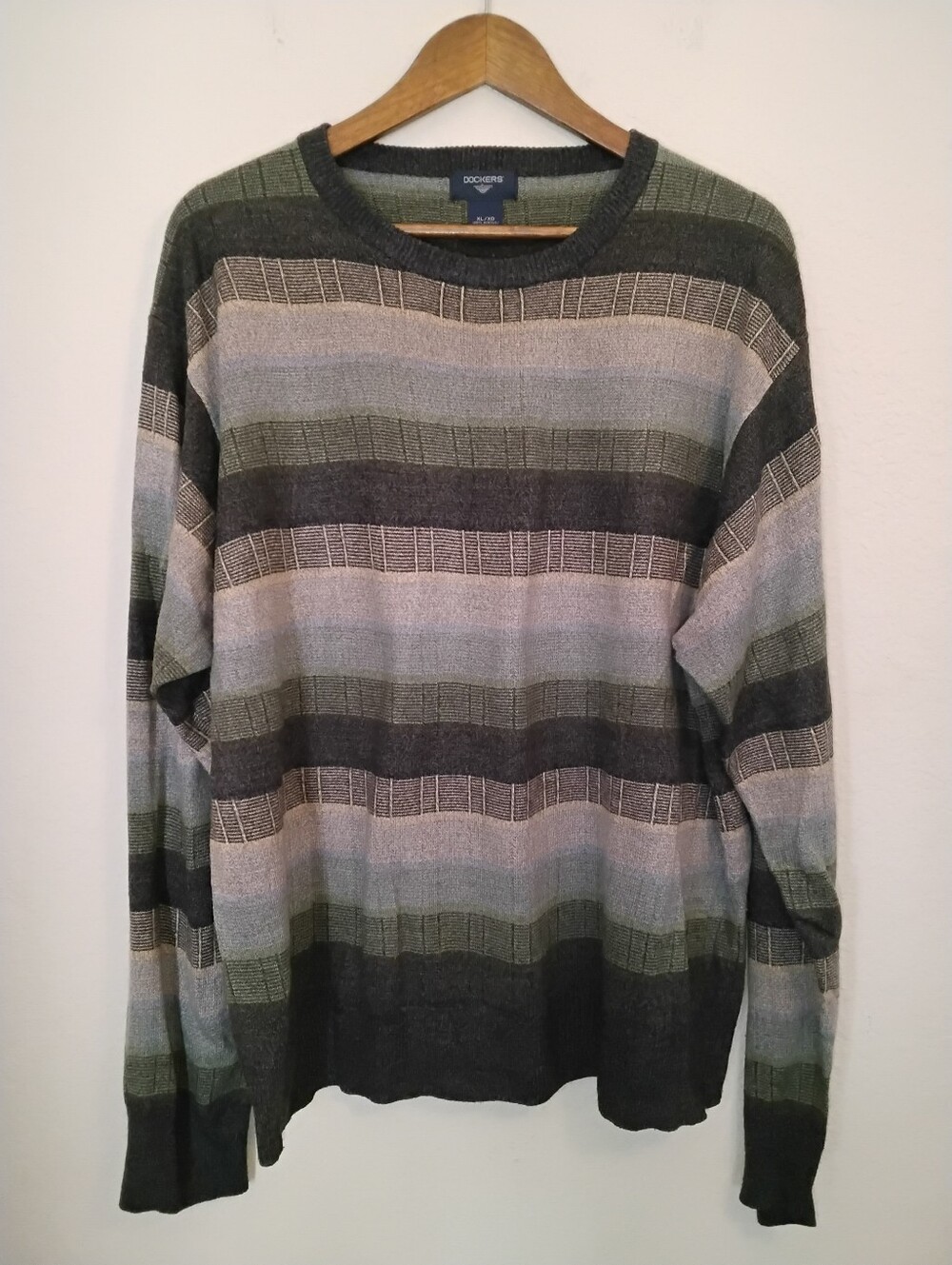Vintage Dockers Sweater Mens XL Green Brown Tan Colorblock 90s Grandpa Normcore
